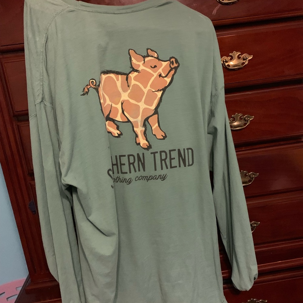 Southern trend olive green long sleeve shirt - Picture 4 of 4